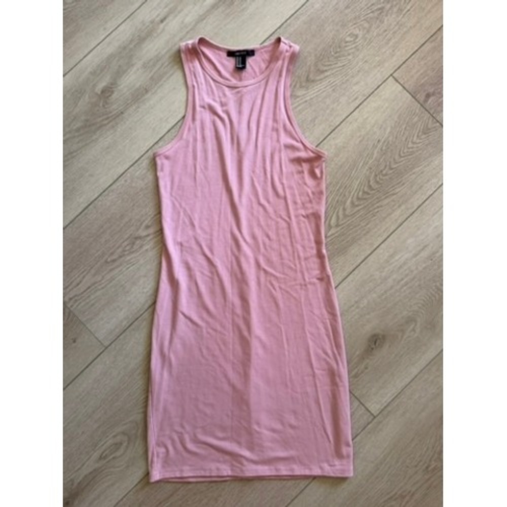 Forever 21 Pink Sleeveless Bodycon Mini Tank Dress Womens Size Medium Solid Crew